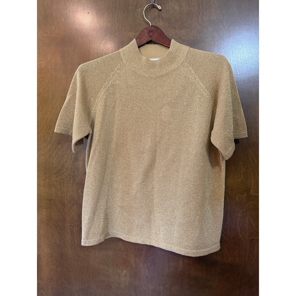 1980s Pachington gold metallic knit top size large